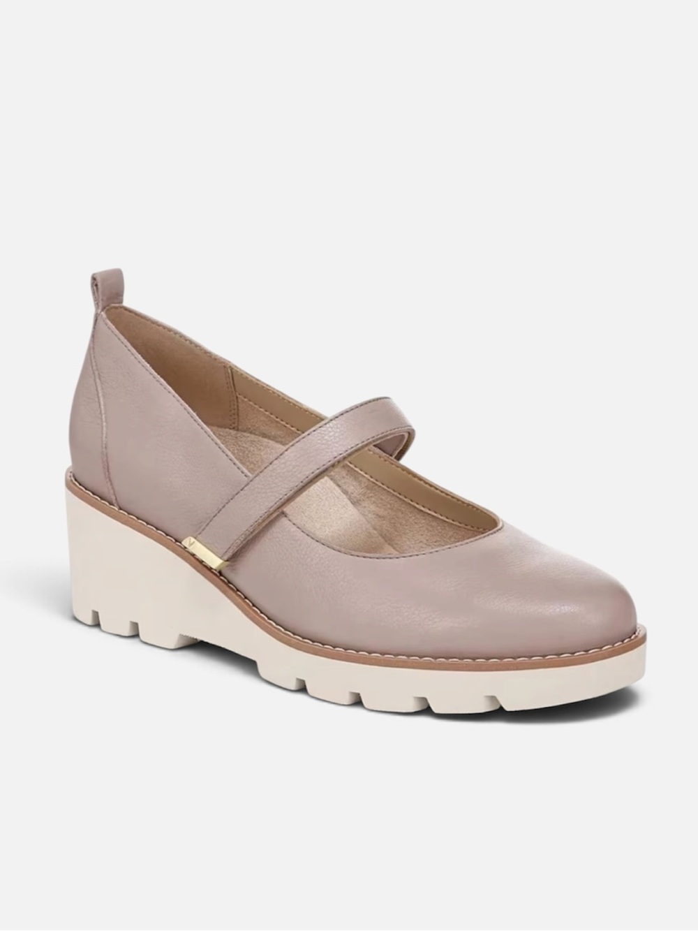 NWT Vionic Leather Alma Wedge Mary Jane in Light Pink  size 7